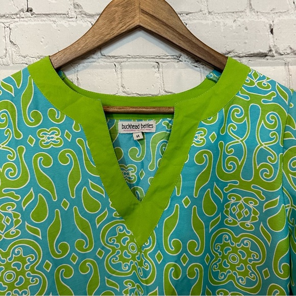 Buckhead Betties green and blue patterned coverup - Picture 3 of 5